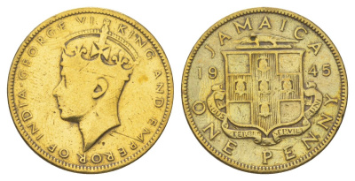 Ямайка 1 пенни 1945 KM 32 никель латунь 4628-531