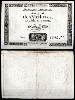 Франция 10 ливров 1791 Pick A51 бумага 8613-29-3-1