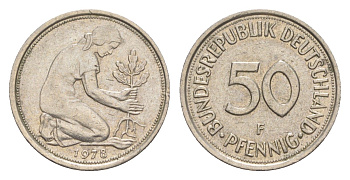 ФРГ 50 пфеннигов 1978 F KM 109.2, J. 384a медно-никель 4636-1241