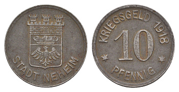 Нехайм 10 пфеннигов 1918 Funck 358.3, Men05 18302.5, Men18 22888.5 железо 4636-852