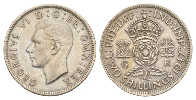 Великобритания 2 шиллинга (флорин) 1947 Георг VI (1936-1952) KM 865, Spink 4102 медно-никель 4638-445
