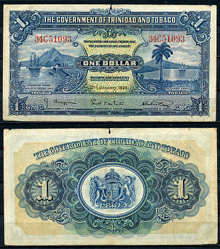 Тринидад и Тобаго 1 доллар 1939 2 января 1939 Pick 5 b бумага  451-480-1