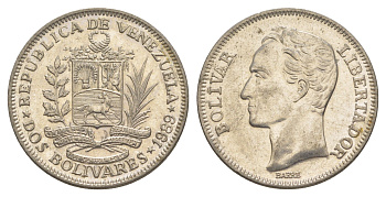 Венесуэла 2 боливара 1989 Симон Боливар Y 43a сталь плакированная никелем 4583-116