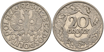 Польша 20 грошей 1923 год тип KM 12 никель    4147-327