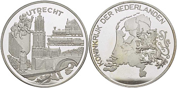 НИДЕРЛАНДЫ МЕДАЛЬ ND СЕРИЯ ГОРОДА НИДЕРЛАНДОВ, УТРЕХТ, ДИАМЕТР 38 ММ., ВЕС 24,9 ГР. серебро PROOF 1076-8-42