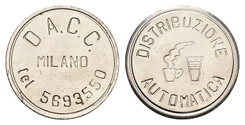 Италия жетон для выдачи напитков - кофе диаметр 24 мм, вес 6 гр нержавеющая сталь 4670-956