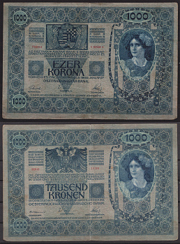 Австрия 1000 крон 1902 Женщина, австрийское знаме, с печатью Pick 8 бумага 7547-19-3-1