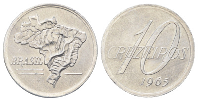 Бразилия 10 крузейро 1965 KM 572 алюминий UNC 4646-735