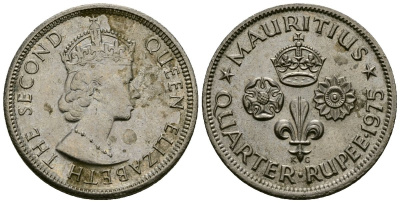 Маврикий 1/4 рупии 1975 Елизавета II (1952- ) KM 36 медно-никель 4564-564