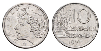 Бразилия 10 сентаво 1975 KM 578.1a нержавеющая сталь UNC 4686-646