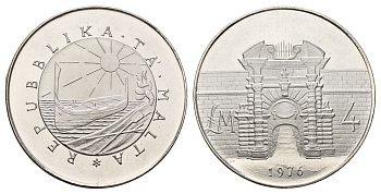Мальта 4 лиры (фунта) 1976 Ворота Форта Маноэль KM 41 серебро BU 270-613