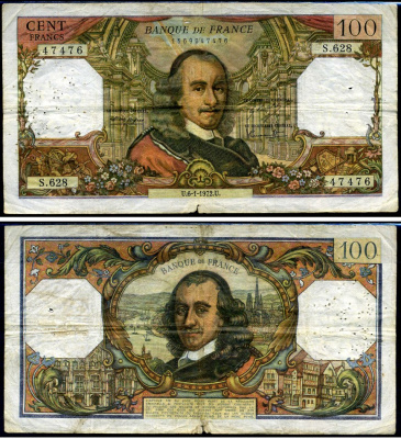 Франция 100 франков 1972 Pick 149 d бумага 8590-2-2-1