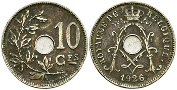 Бельгия 10 сантимов 1926 Belgique KM 85 медно-никель 4172-957