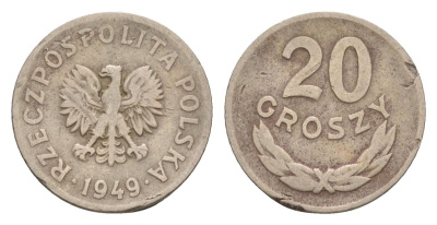 Польша 20 грошей 1949 Y 43 медно-никель 4625-1021
