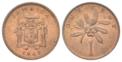 Ямайка 1 цент 1969 KM 45 бронза UNC 4617-812