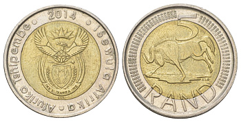 ЮАР 5 рандов 2014 биметалл 4626-924