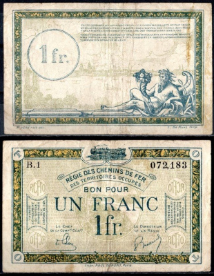 Франция 1 франк ND (1923) Pick R5 бумага 7183-40-1-1