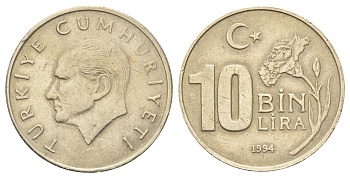 Турция 10000 лир 1994 Кемаль Ататюрк KM 1027.1 медь никель цинк 4681-932