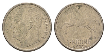 Норвегия 1 крона 1969 Улаф V (1957-1991) KM 409 медно-никель 4635-652