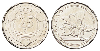 Кюрасао 25 центов 2025 король Виллем-Александр (2013- ) KM NEW никелированная сталь  UNC  M74-13