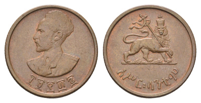 Эфиопия 10 сантимов 1944 EE 1936, Хайле Селассие I, второе правление (1930-1936), год-тип KM 34 медь aUNC 4666-437