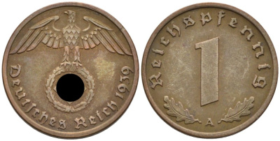 Германия 1 рейхспфенниг 1939 A KM 89, J. 361 бронза 4567-1064