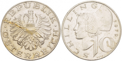 АВСТРИЯ 10 ШИЛЛИНГОВ 1979 KM 2918 медно-никель 3457-854