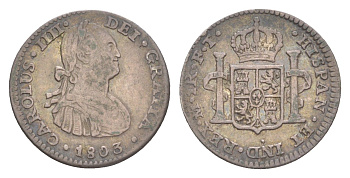 Мексика 1 реал 1803 Mo, Карл IV (1788-1808) KM 81 серебро 603-713