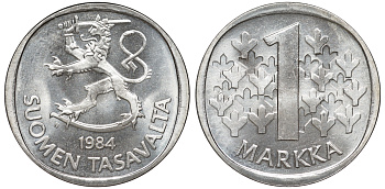 Финляндия 1 марка 1984 N KM 49а медно-никель UNC 259-437