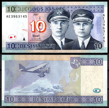 Литва 10 лит 2007  Pick 68  бумага  UNC (пресс) 7202-49-3