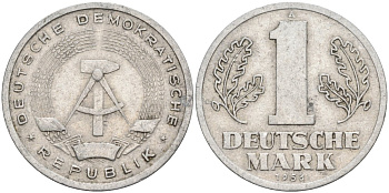 ГДР 1 марка 1956 А KM 13 алюминий 4571-721