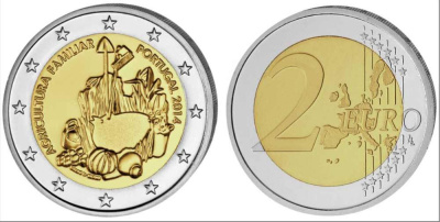 Португалия 2 евро 2014 международный год семейных фермерских хозяйств KM 839 биметалл UNC M46-06