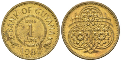 Гайана 1 цент 1981 KM 31 никель латунь 4124-357