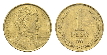 Чили 1 песо 1989 KM 216 алюминиевая бронза aUNC 4664-623