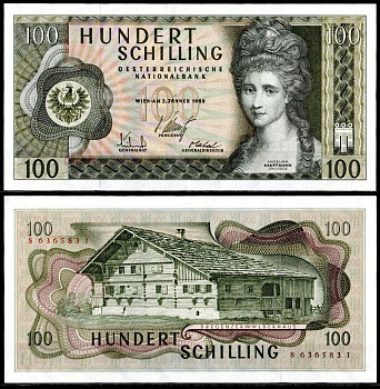 Австрия 100 шиллингов 1969 Pick 145 a бумага aUNC 7457-24-2-1