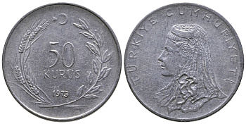 Турция 50 курушей 1973 Анатолийская невеста KM 899 нержавеющая сталь 84-1213