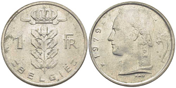 БЕЛЬГИЯ 1 ФРАНК 1979 BELGIE, БОДУЭН I (1951-1993) KM 143.1 медно-никель 119-647
