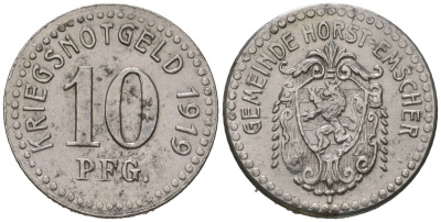 Хорст-Эмшер (Пруссия, Вестфалия) 10 пфеннингов 1919 Funck 223.3, Men18 15049.3 железо 4164-319