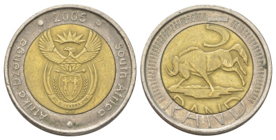 ЮАР 5 рандов 2005 KM 297 биметалл 4626-832