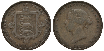 Джерси 1/26 шиллинга 1871 Виктория (1837-1901) KM 4 бронза 650-824