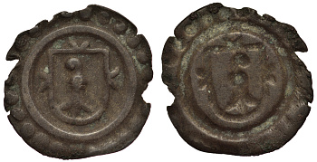 Швейцария, Базель 1 раппен 1614-1622 брактеат DT 1365 серебро    1519-225