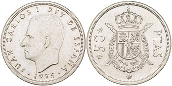 Испания 50 песет 1975 (78) Хуан Карлос I (1975-2014) KM 809 медно-никель UNC 4517-245