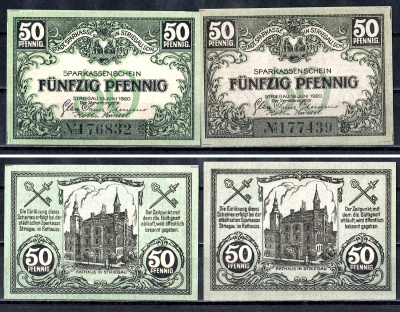 Штригау полный набор из 2 нотгельдов ( 50 пфеннигов) ND Mehl Grabowski S124 бумага UNC (пресс) 7556-59-2-1