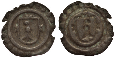 Швейцария, Базель 1 раппен 1614-1622 брактеат DT 1365 серебро    1519-225