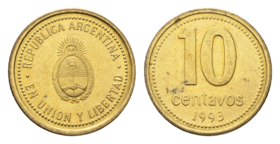 Аргентина 10 сентаво 1993 KM 107 алюминиевая бронза aUNC 4664-563