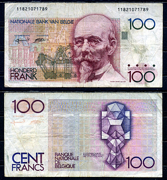 Бельгия 100 франков ND (1989-1994) Pick 142 a (7) бумага 7198-1-2-2