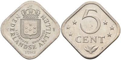 Нидерландские Антилы 5 центов 1982 Беатрикс (1980-2013) KM 13 медно-никель 4586-743