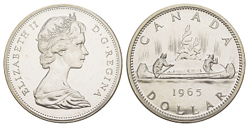 Канада 1 доллар 1965 KM 64.1 серебро BU 11-095-21