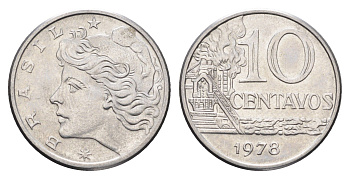 Бразилия 10 сентаво 1978 KM 578.1a нержавеющая сталь UNC 4663-525