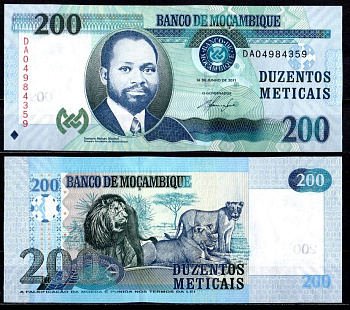 Мозамбик 200 метикай (метикал) 2011 Pick 152 a бумага UNC (пресс) 7214-1-1-1